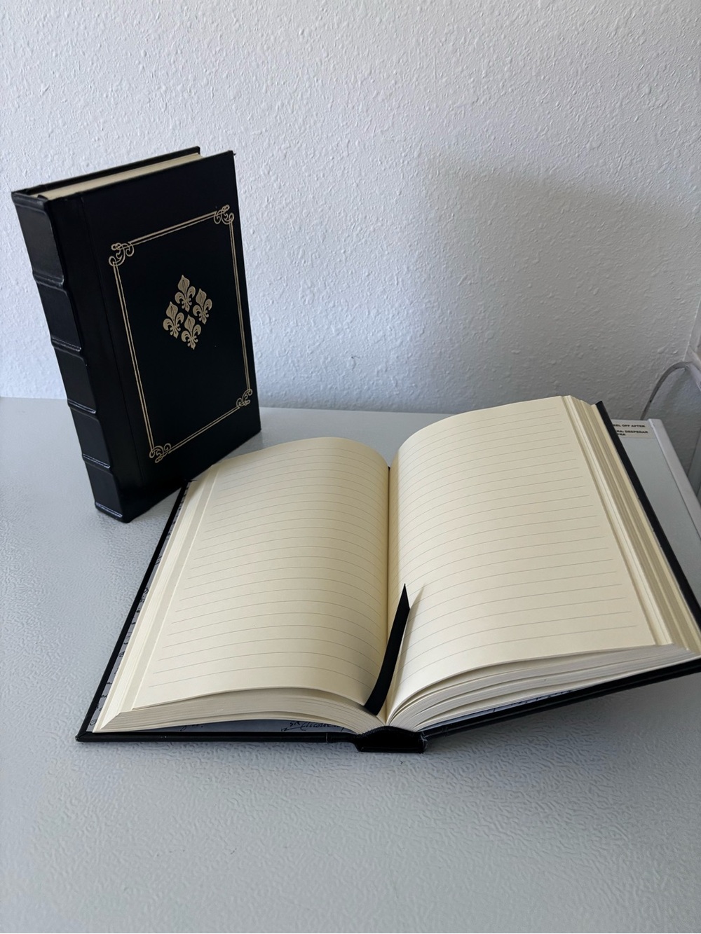 Classic Black Faux Leather Lined Journal - Blank & Lined Pages